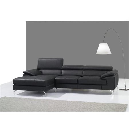 J&M FURNITURE JandM Furniture 1790612-LHFC Italian Leather Mini Sectional Chaise - Left Facing - Black 1790612-LHFC